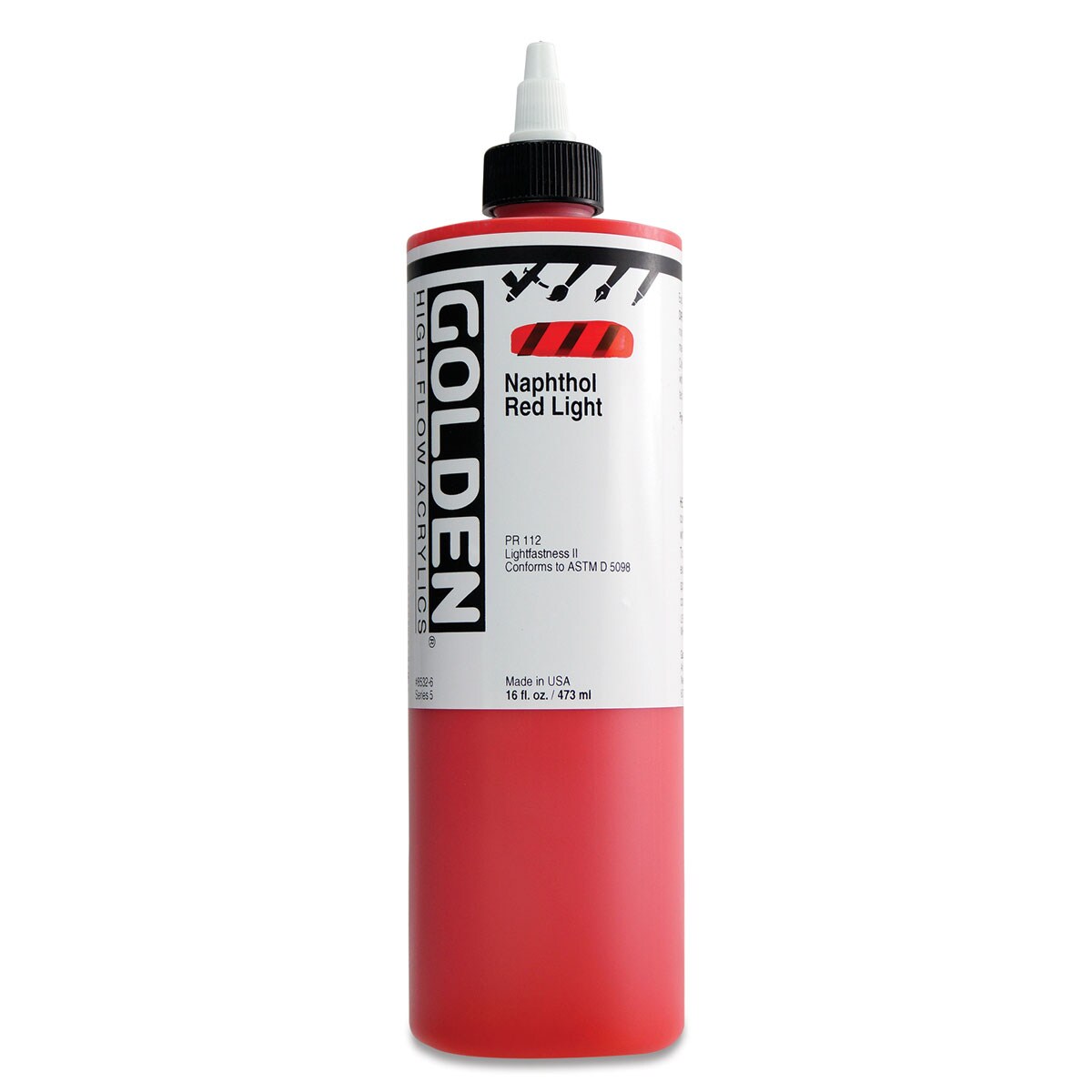 Golden High Flow Acrylics - Naphthol Red Light, 16 oz bottle