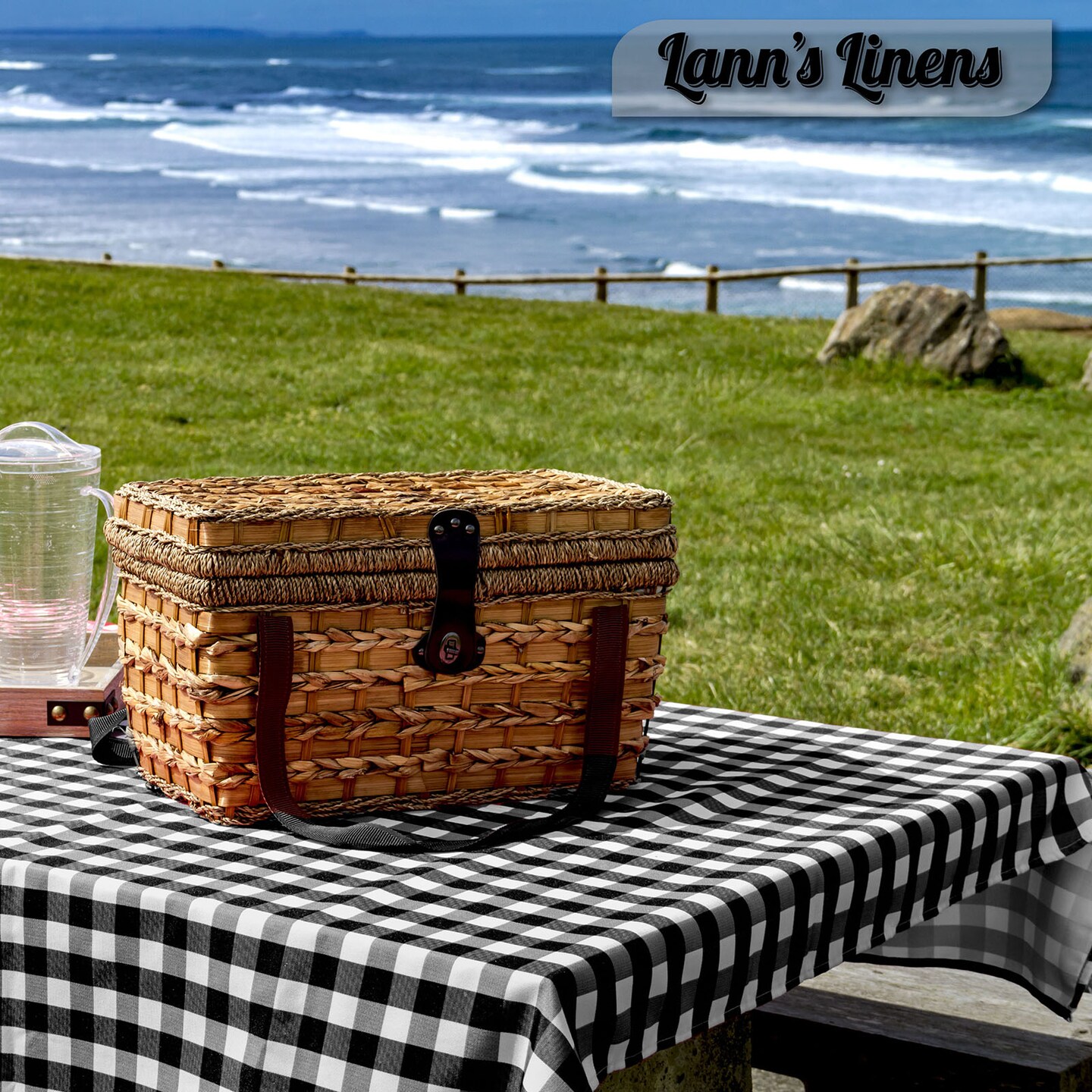 Lann&#x27;s Linens - Rectangular Checkered Tablecloth - Premium Polyester Picnic Table Cover - Gingham Cloth Fabric