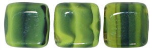 Czechmate 6mm Square Glass Czech Two Hole Tile Bead, Opaque Yellow/Jet