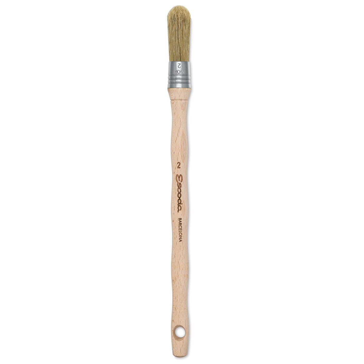 Escoda Natural Bristle Brushes - Round Domed, Size 2, Long Handle