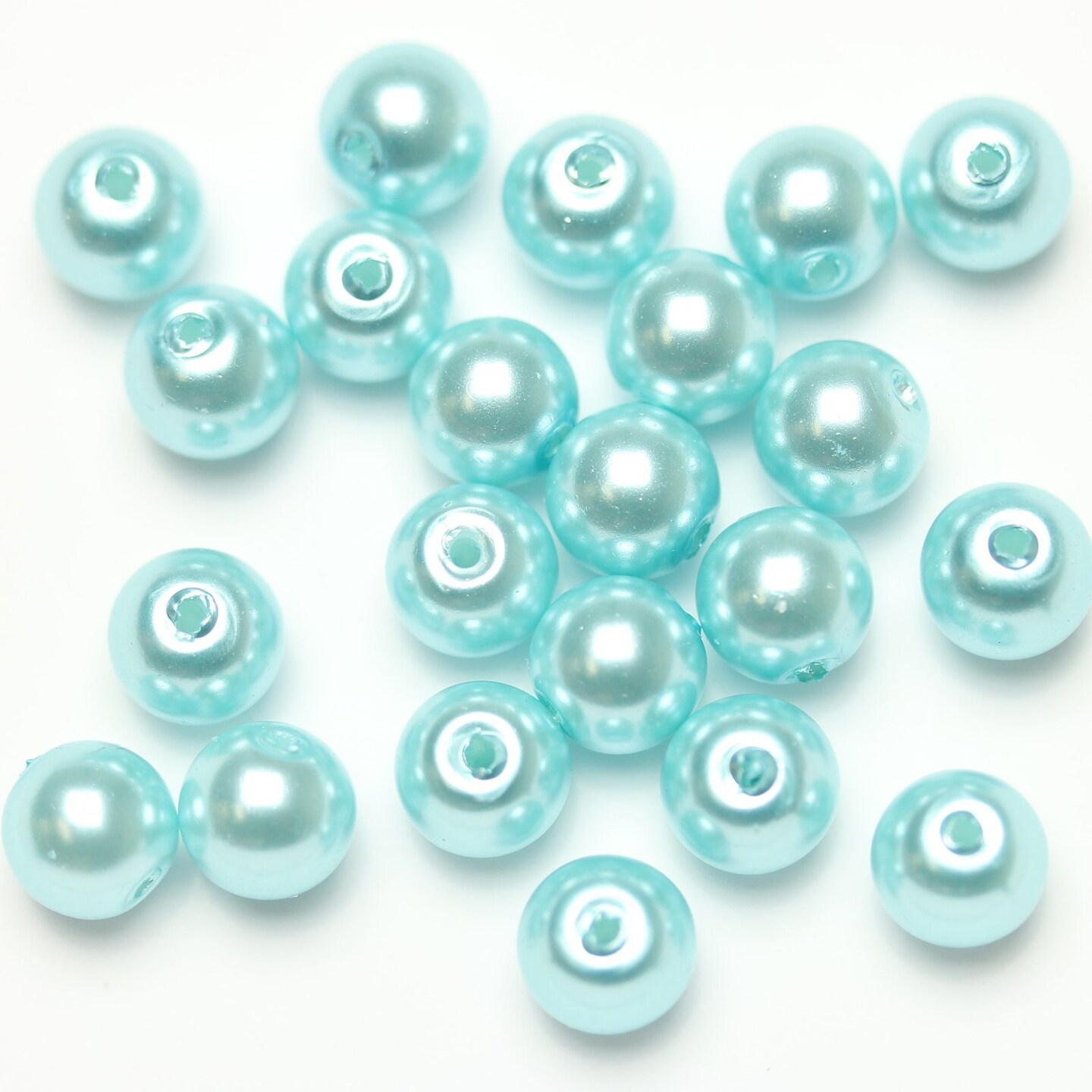 Glass Pearl 8mm Round Aqua Beads