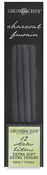 Grumbacher Extra Soft Vine Charcoal, 12 Pack