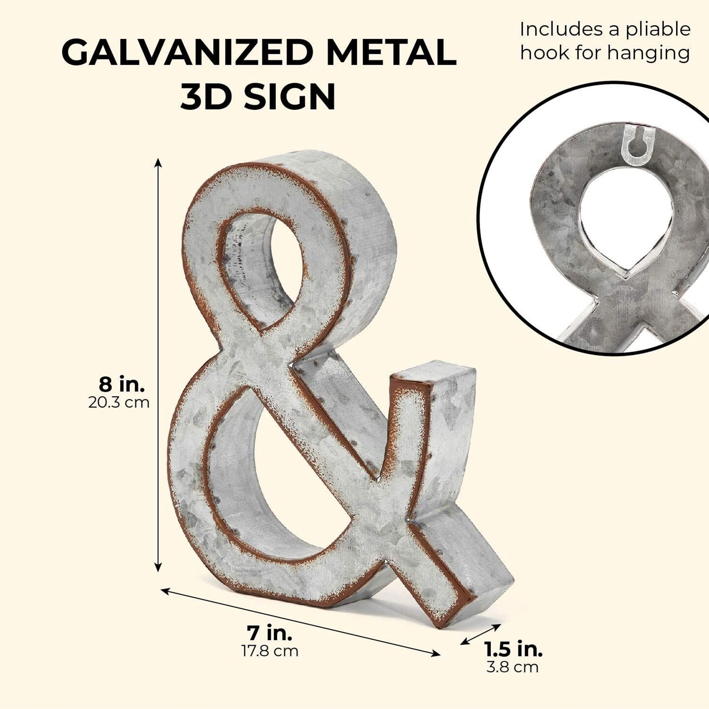 Bright Creations Rustic Letter Wall Decor - Galvanized Metal 3D Letter Decor &#x26; Sign
