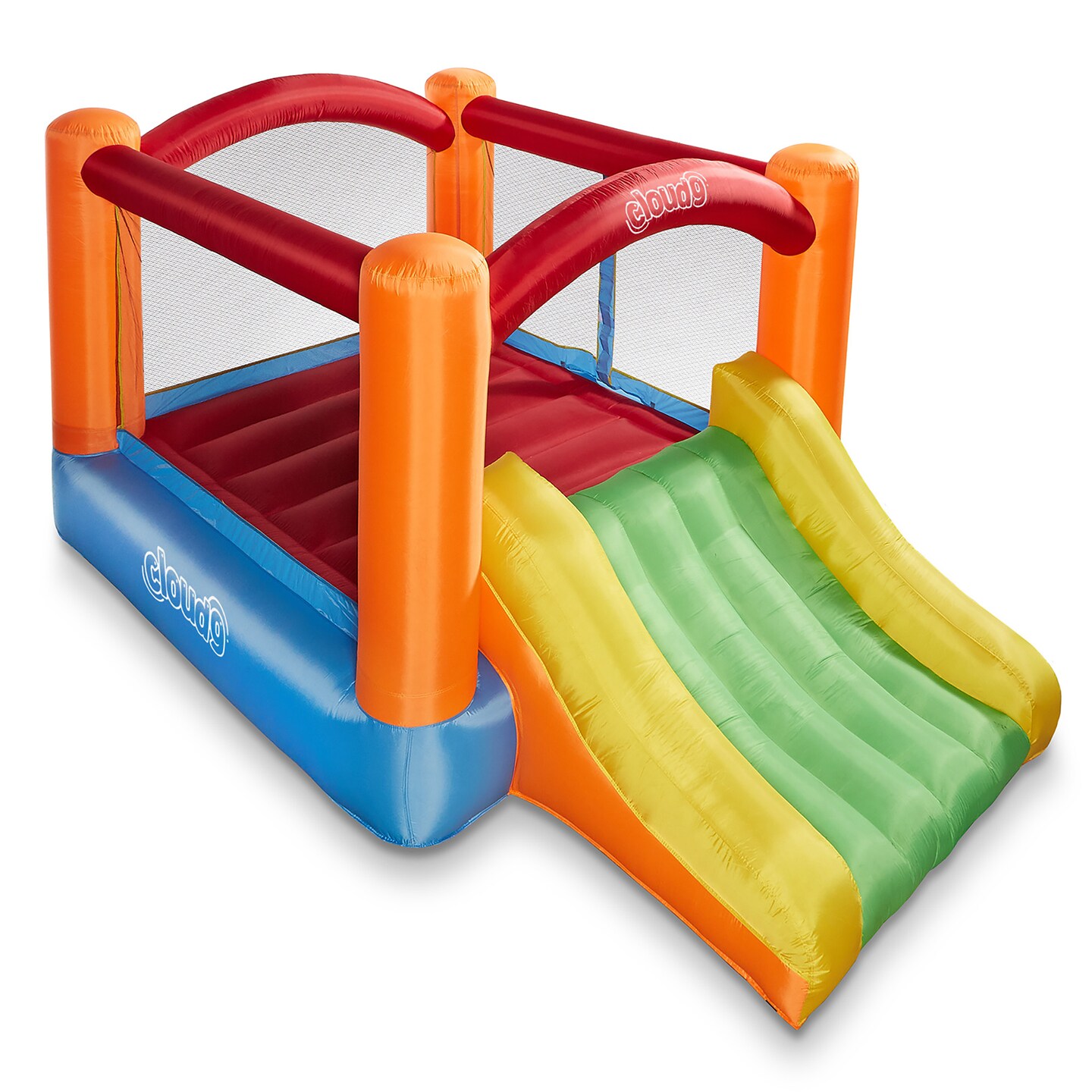 Cloud 9 Inflatable Bounce House and Blower, Bouncer for Kids with Fun Slide, Includes Stakes and Repair Patches