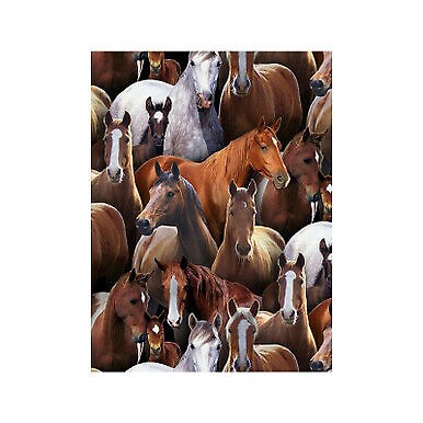 Farm Animals~Horses Cotton Fabric by Elizabeth Studios