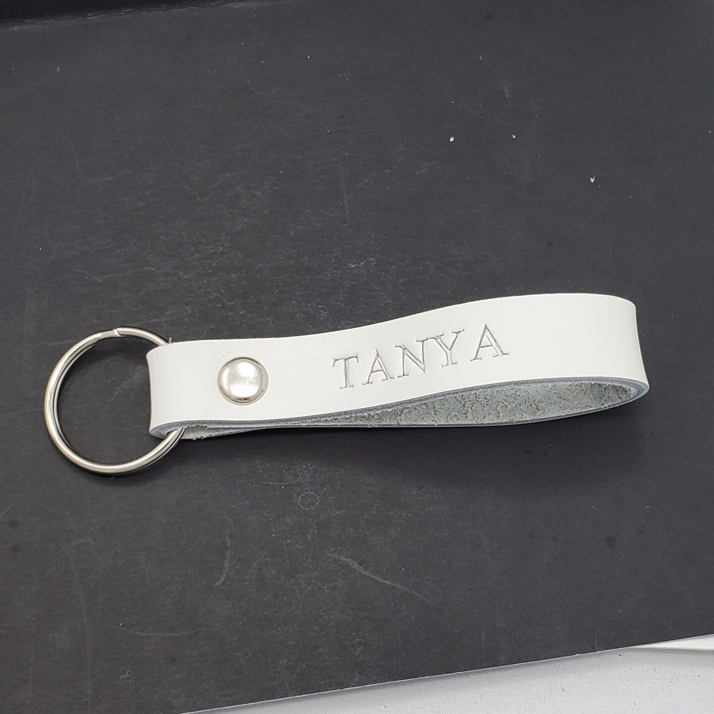 Tan Monogram Leather Keychain – MikesTreasuresCrafts