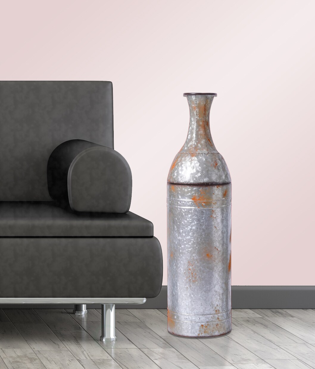 Rustic Farmhouse Style Galvanized Metal Floor Vase Decoration