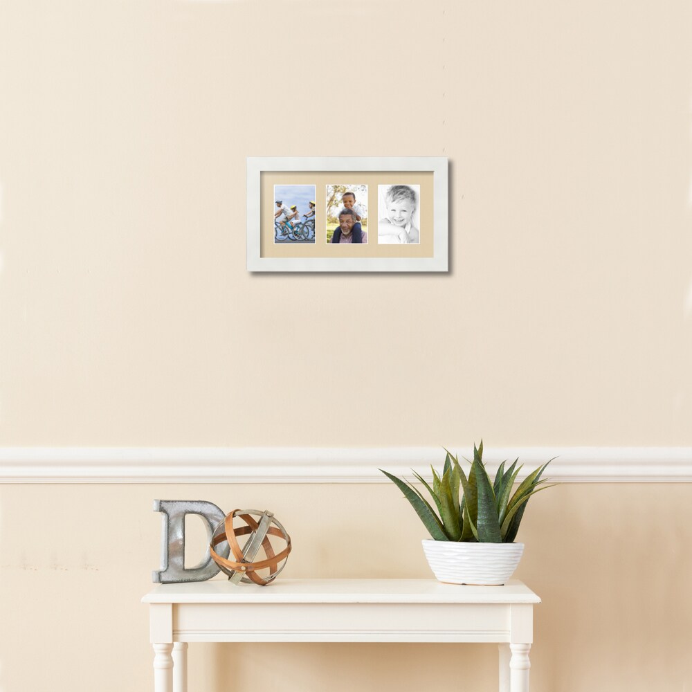 ArtToFrames Collage Photo Picture Frame with 3 - 3.5x5 inch Openings, Framed in White with Over 62 Mat Color Options and Regular Glass (CSM-3966-29)