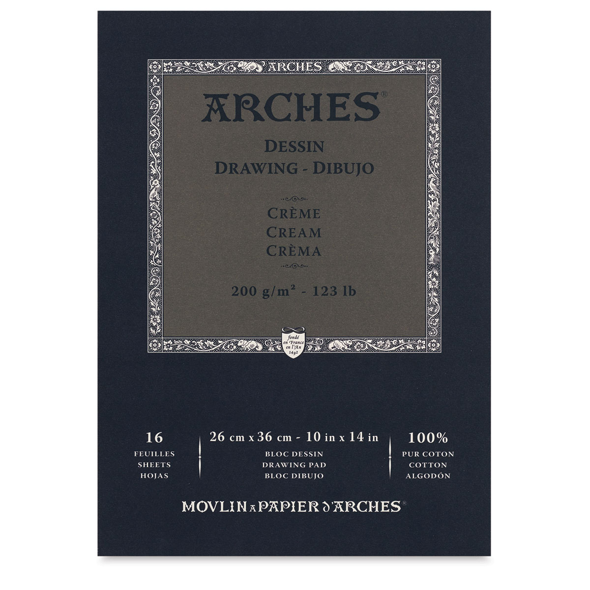 Arches Drawing Paper Block - 10&#x22; x 14&#x22;, Cream, 16 Sheets