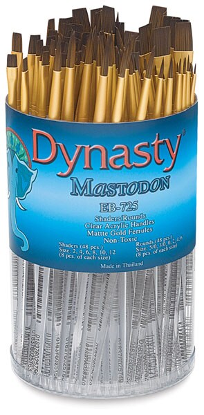 Dynasty Mastodon Synthetic Brush Canister - Shader/Round, Set of 96