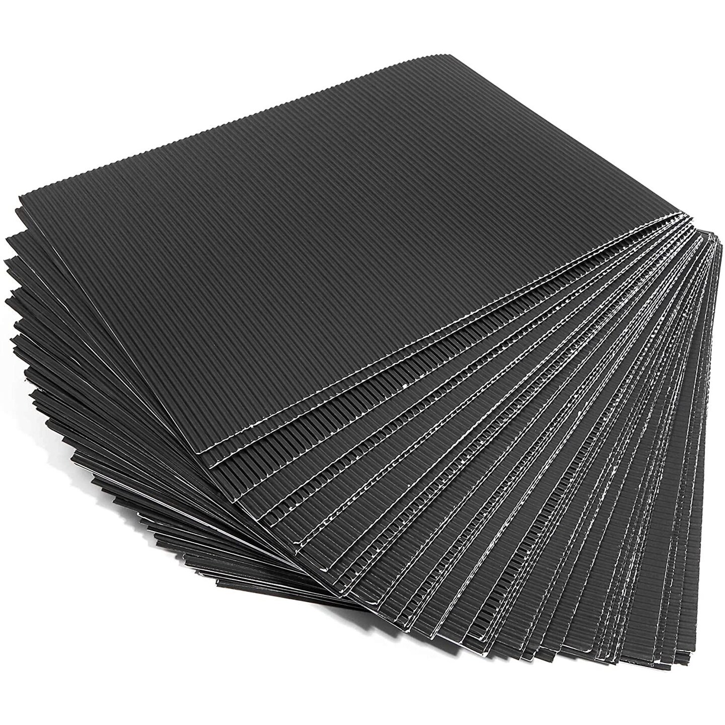 Corrugated Cardboard Paper Sheets (8.5 x 11 in, Black, 48-Pack)