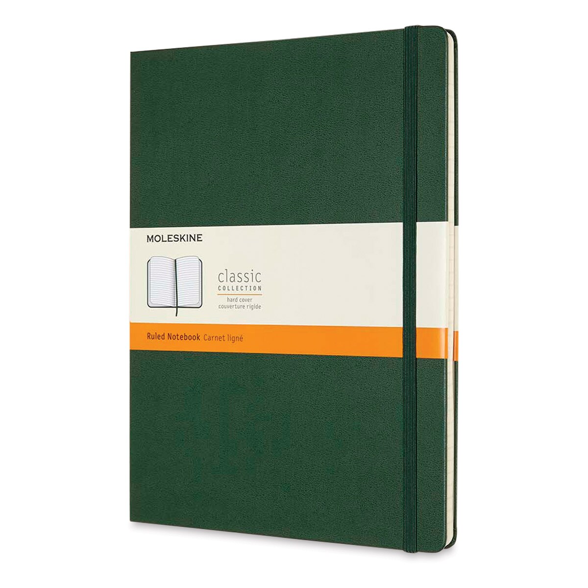 Moleskine Classic Hardcover Notebook - Myrtle Green, Ruled, 9-3/4&#x22; x 7-1/2&#x22;