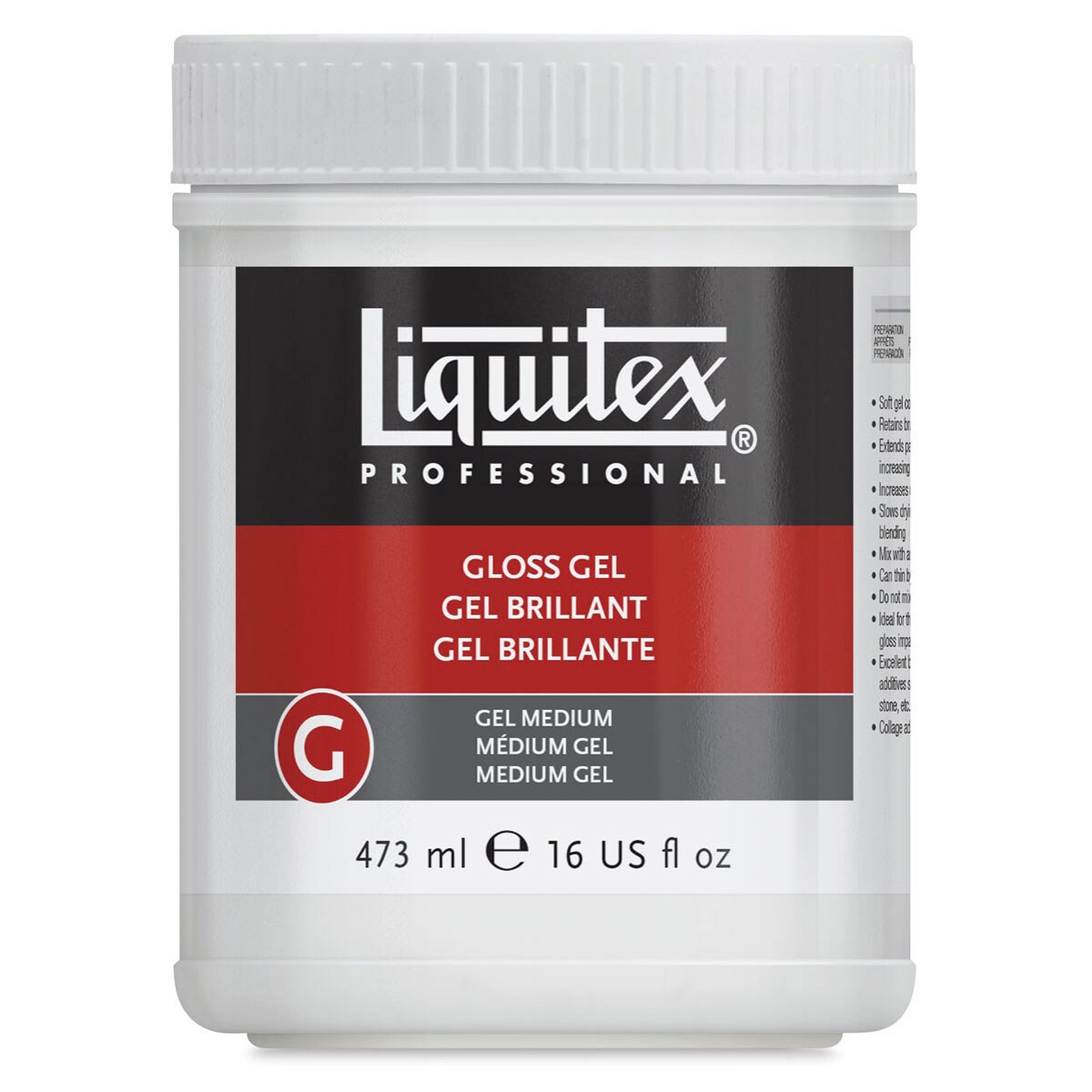 Liquitex Medium - Gel Medium, Gloss, 16 oz jar