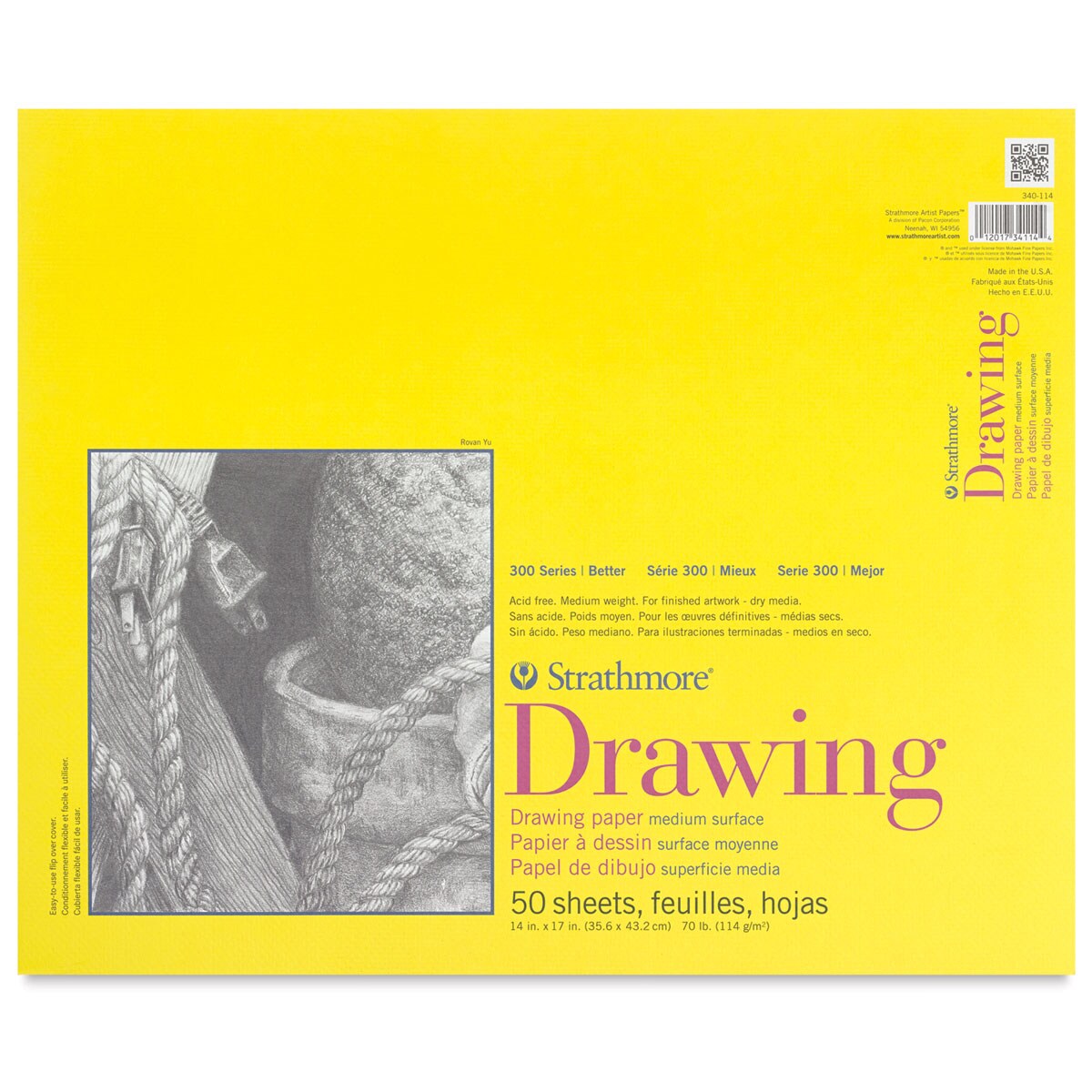 Strathmore 300 Series Drawing Pad - 14" x 17", Glue Bound, 50 Sheets
