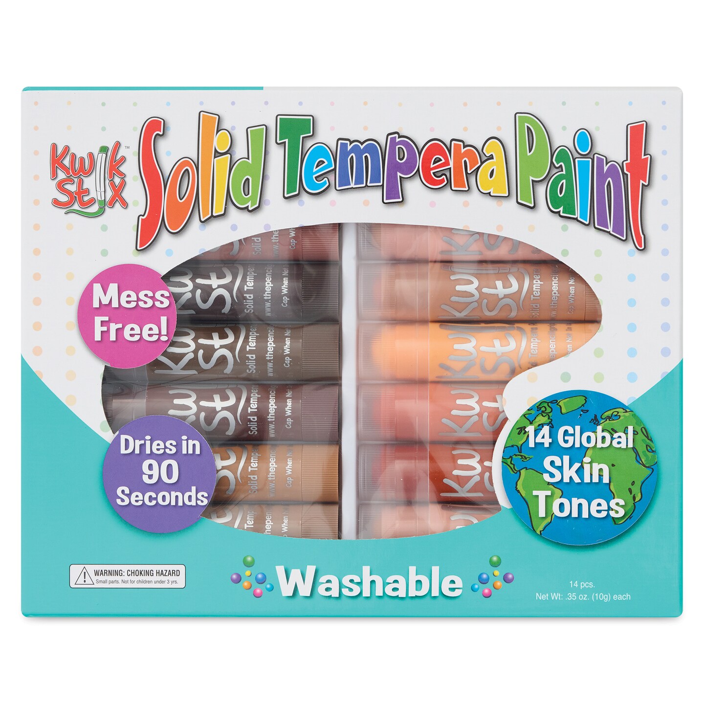 Kwik Stix Tempera Paint - Global Skin Tone Colors, Set of 14