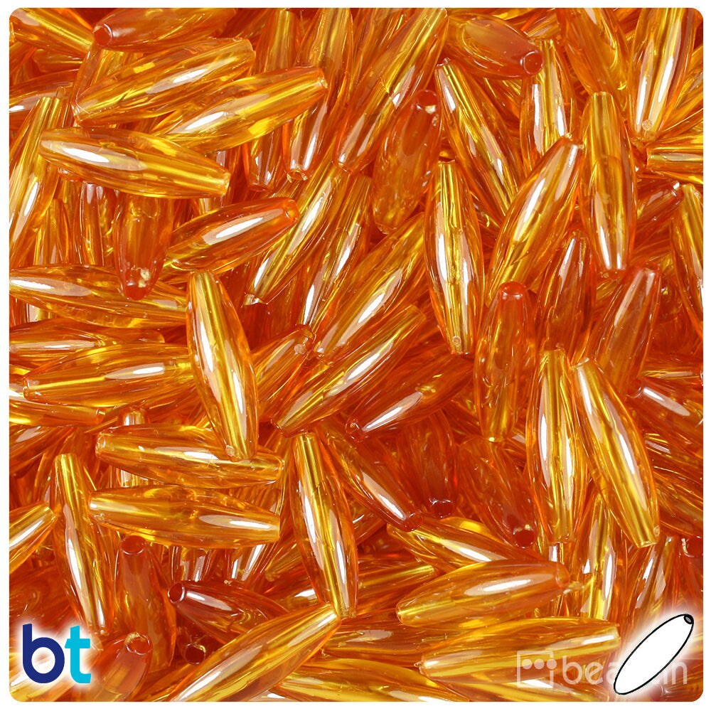 BeadTin Topaz Transparent 19mm Spaghetti Plastic Craft Beads (150pcs)