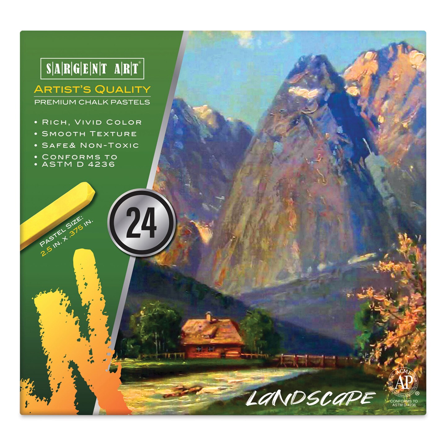 Sargent Art Square Chalk Pastels - Landscape Colors, Set of 24