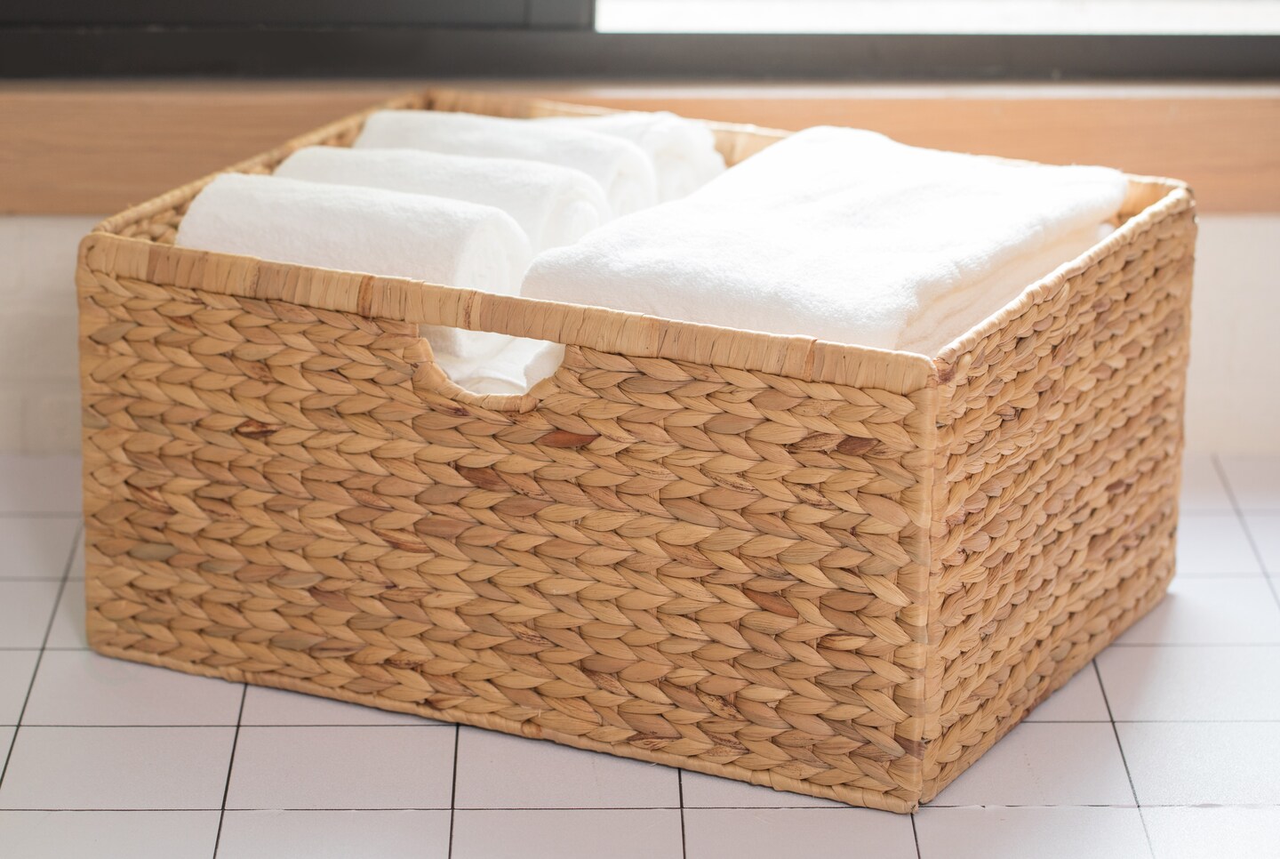 Vintiquewise Hyacinth Basket - Rustic Handwoven Multipurpose Foldable Storage Organizer Decorative Laundry Totes and Woven Storage Bin for Bedroom, Living Room, Bathroom, Pantry and Closet