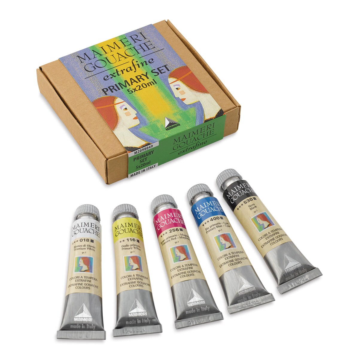 Maimeri Artist Gouache - Set of 5, Primary Colors, 20 ml Tubes