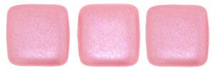 Czechmate 6mm Square Glass Czech Two Hole Tile Bead, Pearl Coat-Pink