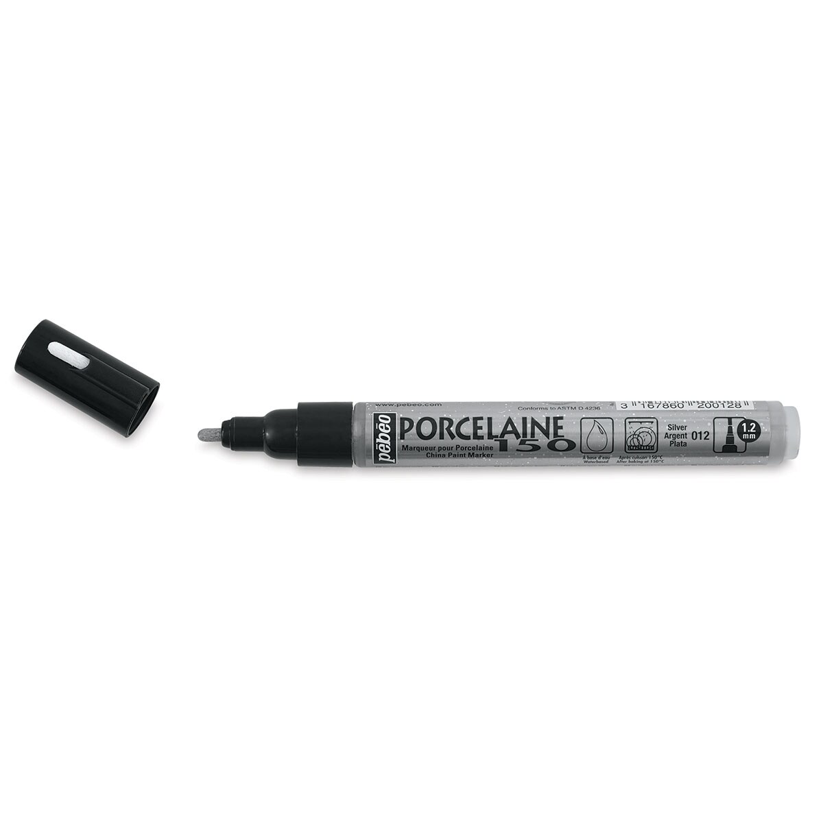 Pebeo Porcelaine 150 Paint Marker - Silver, Broad