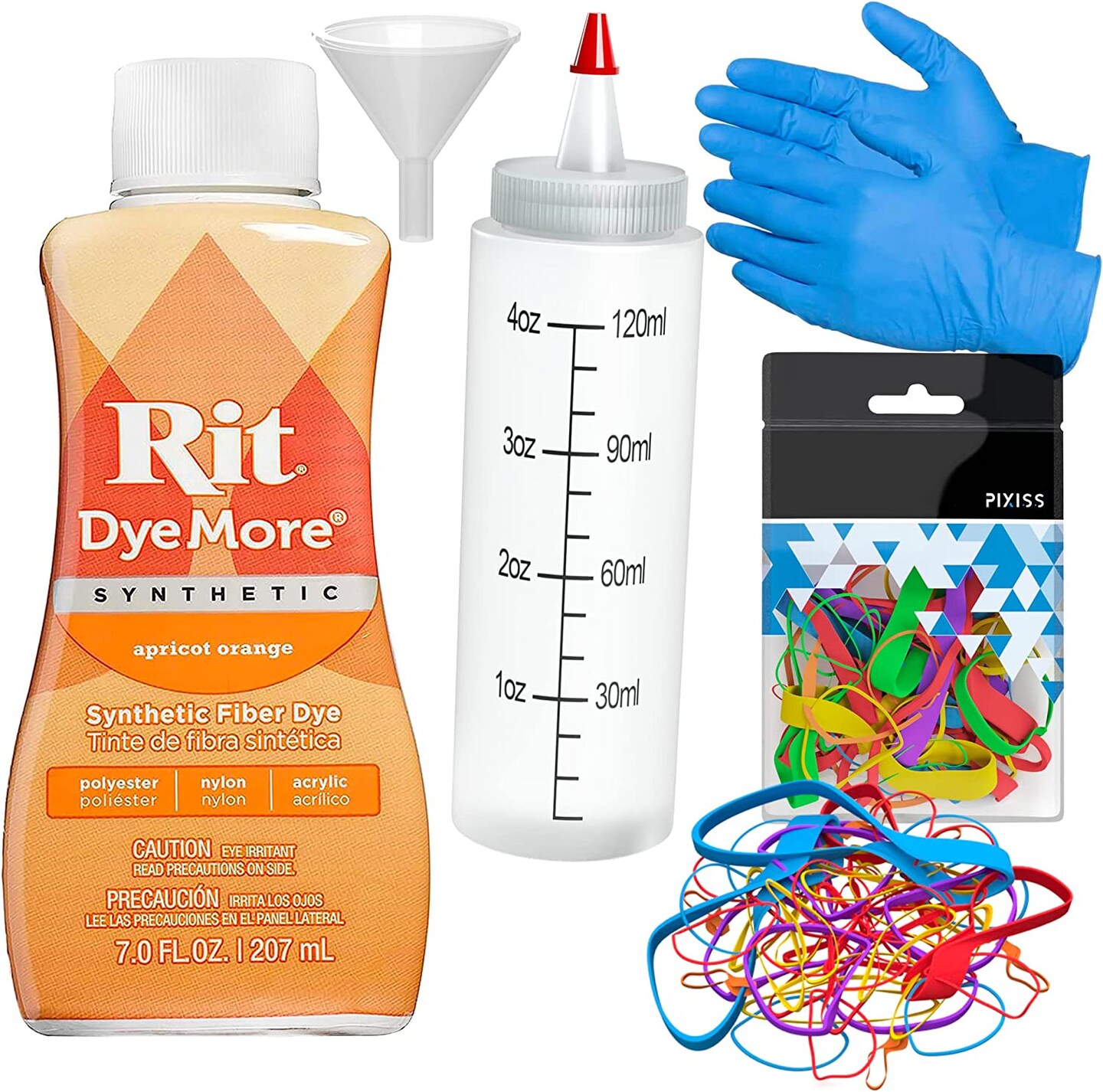 Synthetic Rit Dye More Liquid Fabric Dye Apricot Orange, Pixiss Rit Dye Accessories Kit