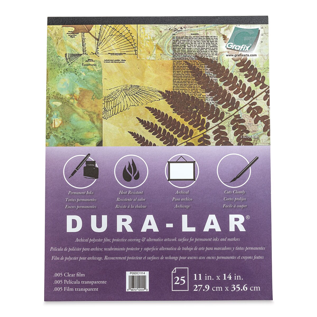 Grafix Dura-Lar Clear Acetate Alternative - 11&#x22; x 14&#x22; x .005&#x22;, Pad, 25 Sheets