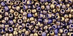 Toho 11/0 Round Japanese Seed Bead, TR11-1701, Gilded Marble Blue