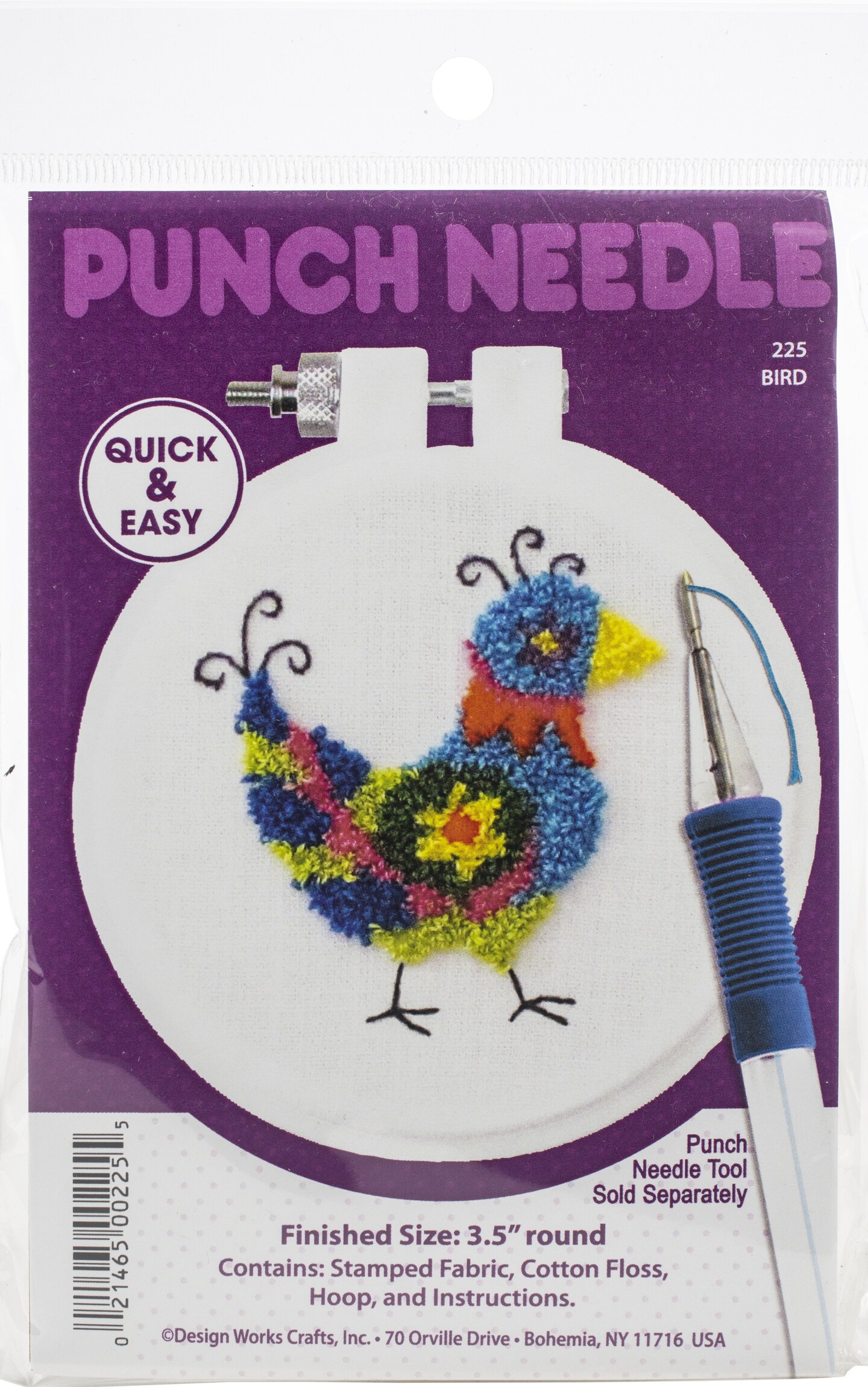 Design Works Punch Needle Kit 3.5&#x22; Round-Bird