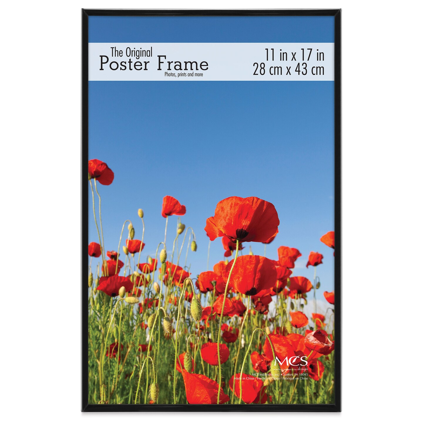 MCS Poster Frame - 11" x 17" x 5/32", Black, Masonite Backing