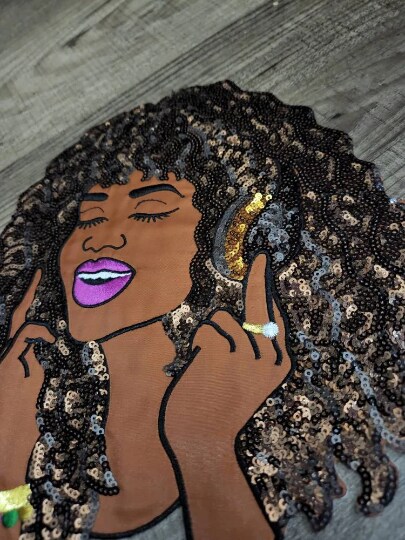 Patch Party Club &#x201C;Satin and Sequins: Groovin&#x2019; to the Music&#x201D; Iron-On Embroidered Patch, Size 10&#x201D;