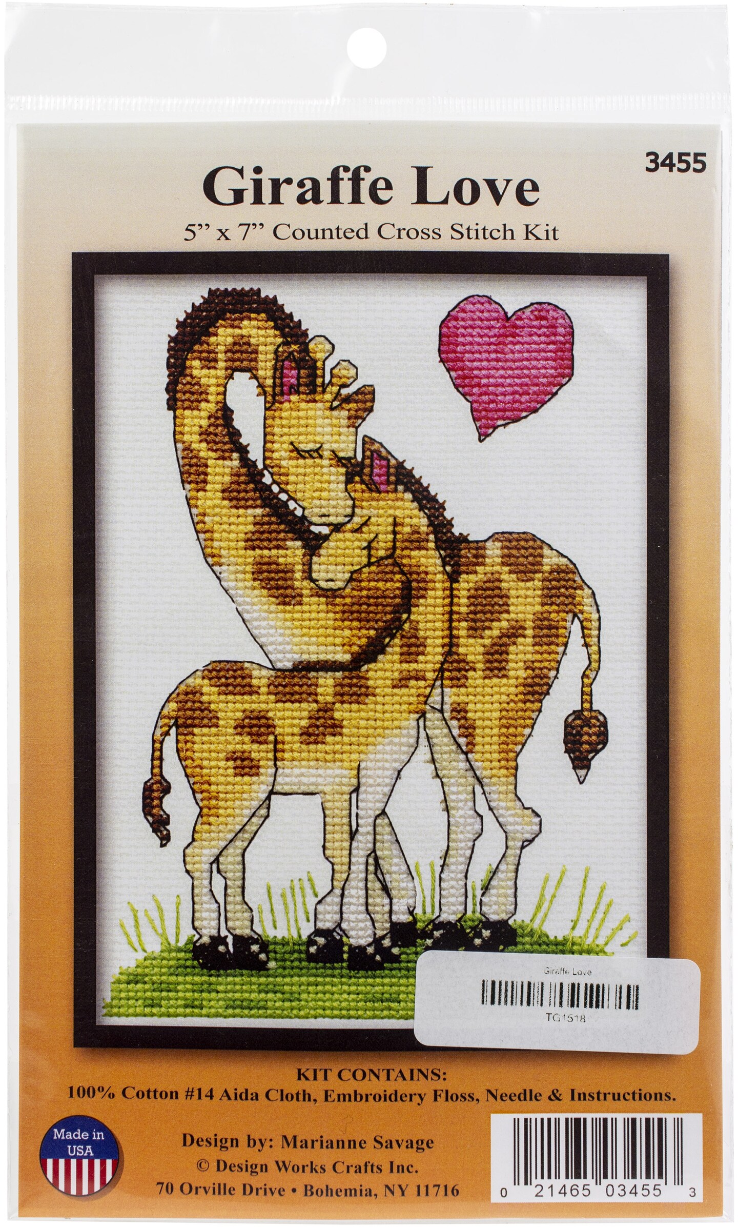 Design Works Counted Cross Stitch Kit 5&#x22;X7&#x22;-Giraffe Love