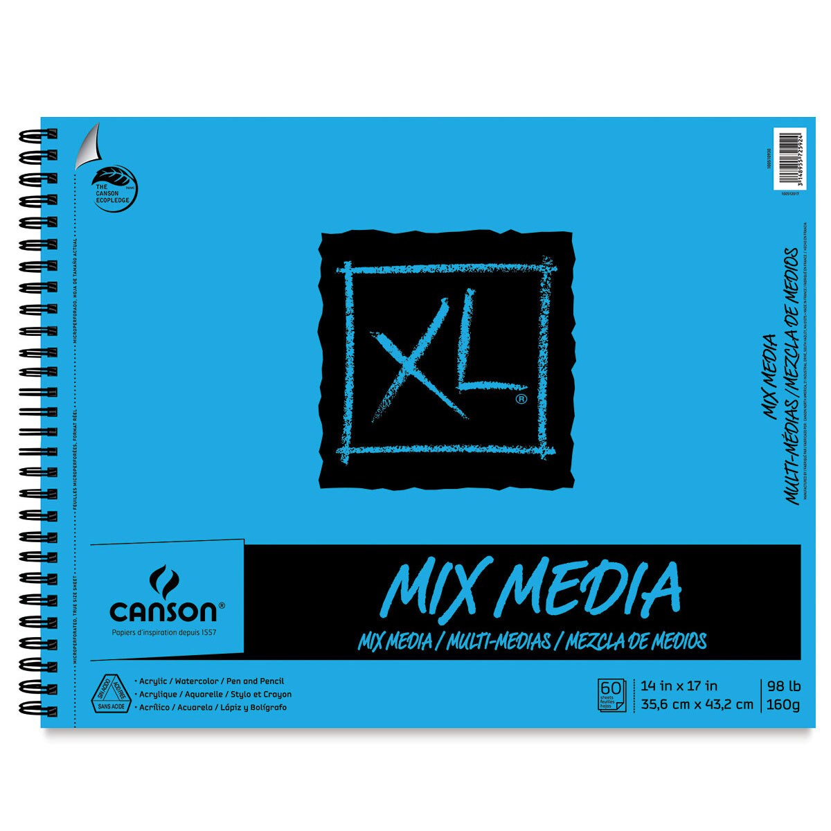 Canson Xl Mixed Media Paper Pad, 98 Lb, 14 X 17 Inches, 60 Sheets