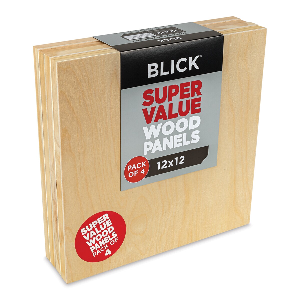 Blick Super Value Wood Panel Pack - 12&#x22; x 12&#x22;, Pkg of 4