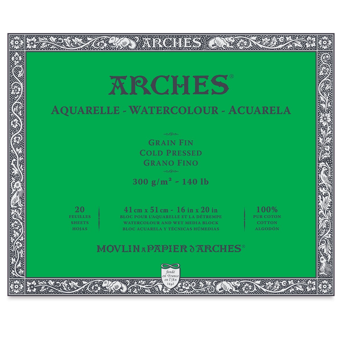 Arches Watercolor Block - 16&#x22; x 20&#x22;, Cold Press, 20 Sheets