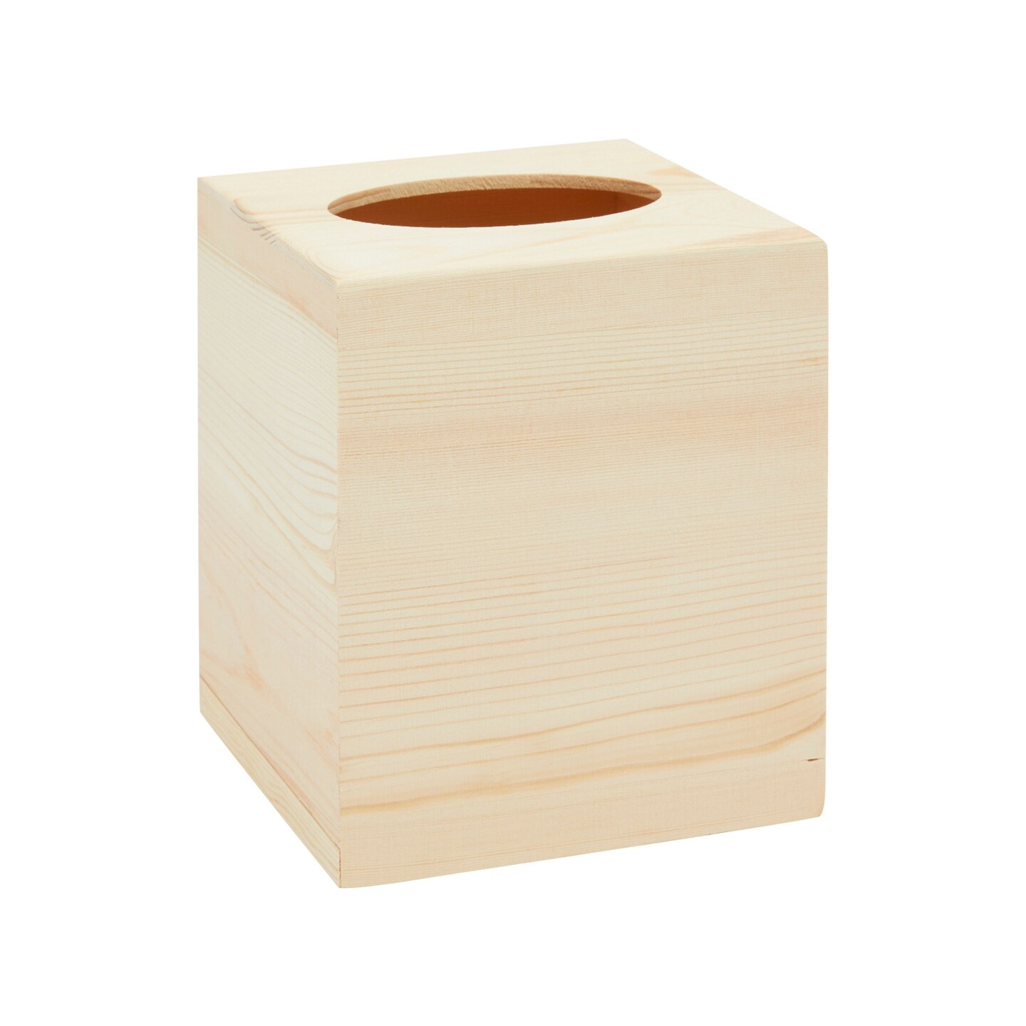 Unfinished Wooden Tissue Box Cover, Square Wood Holder for Home (5 x 5 x 5.8 In)