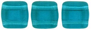 Czechmate 6mm Square Glass Czech Two Hole Tile Bead, Teal