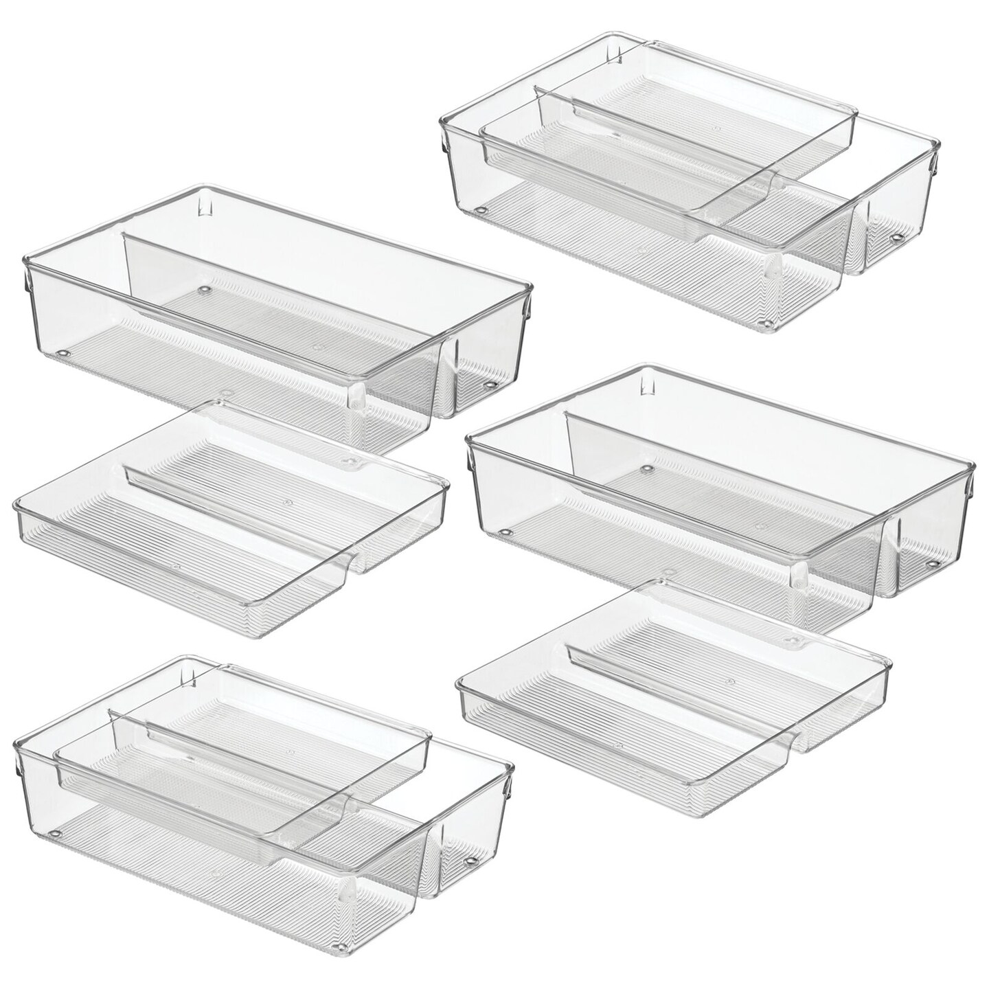 mDesign 2 Piece Plastic Stackable Kitchen Drawer Organizer with Top ...