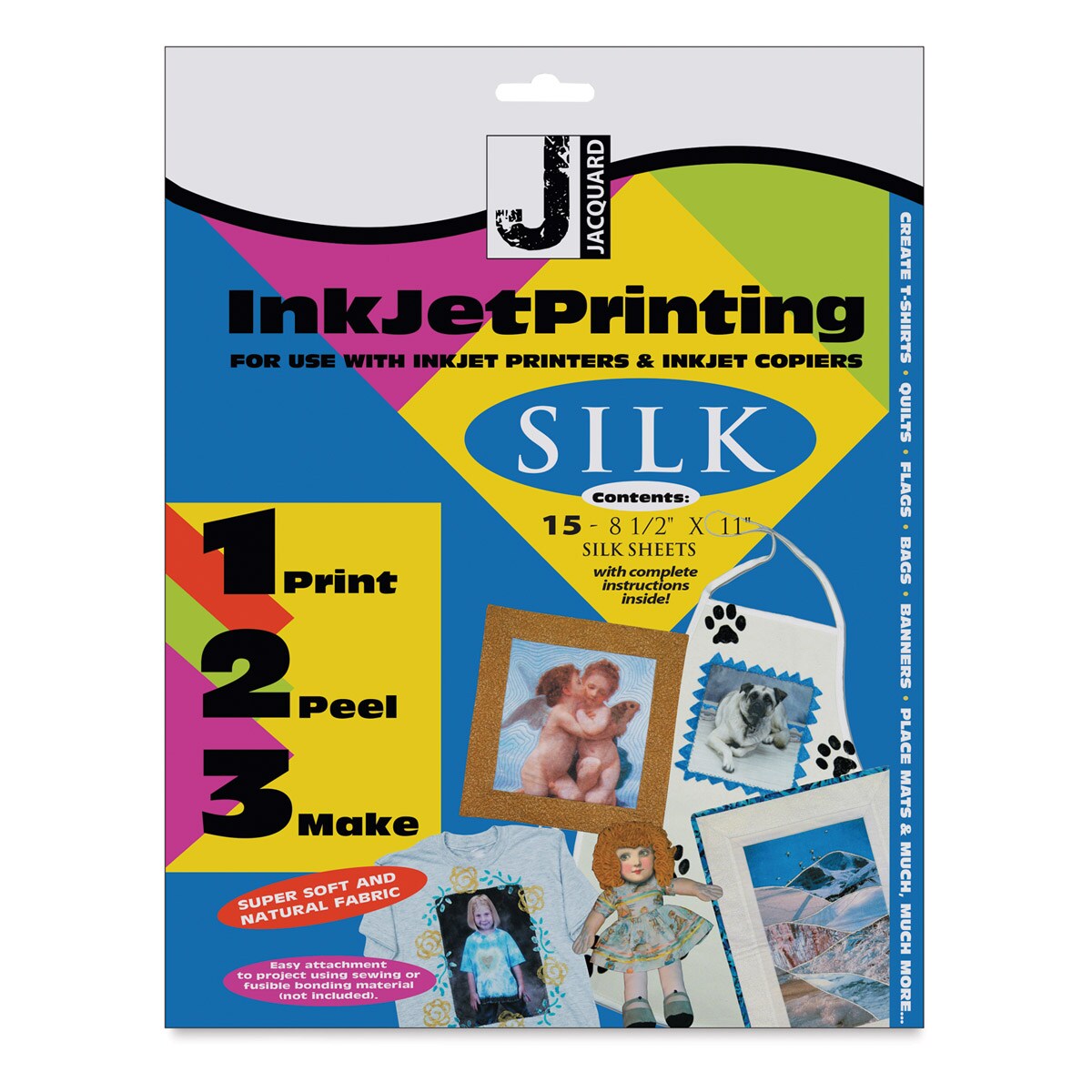 Jacquard Inkjet Fabric Kit - 8-1/2&#x22; x 11&#x22;, Silk, Pkg of 15