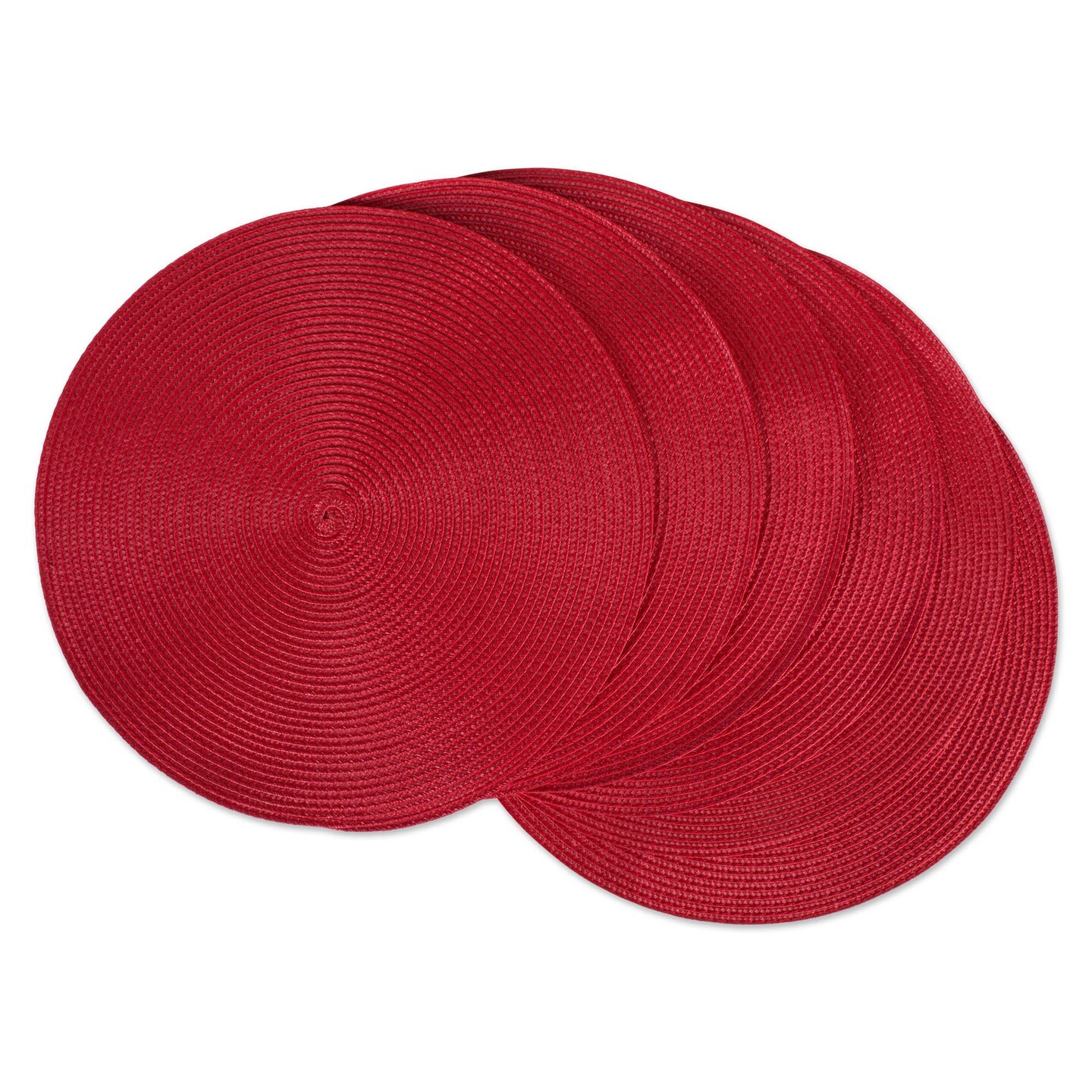 PLACEMAT ROUND WOVEN RED Set of 6