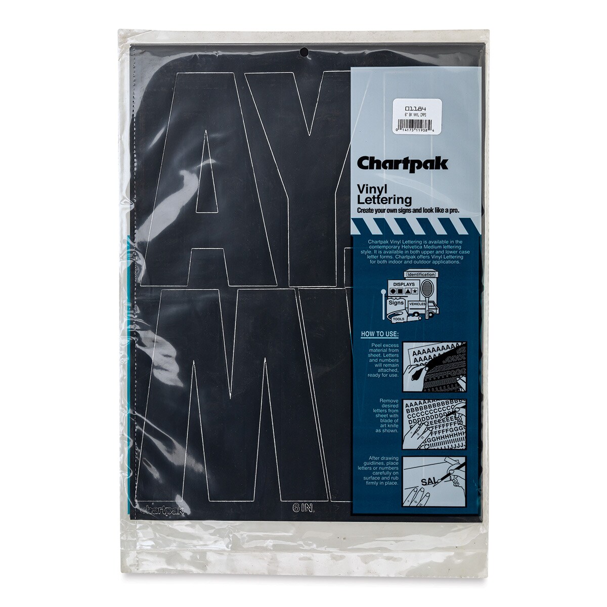 Chartpak Vinyl Letters &#x2013; 6&#x22; Capital Letters, Black