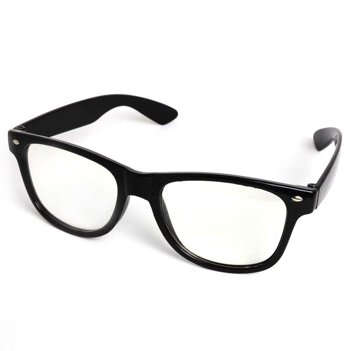 Retro Nerd Costume Glasses - Oversized Black Hipster Eyeglasses with Clear Lenses - 1 Pair