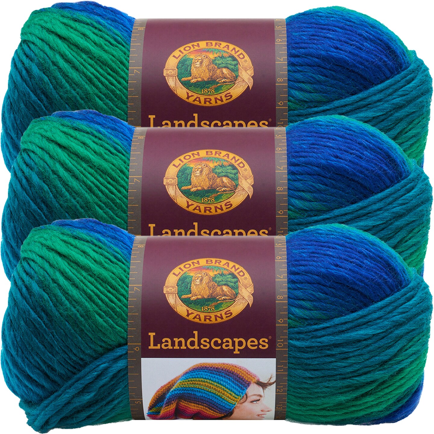 (3 Pack) Lion Brand Landscapes Yarn - Blue Lagoon