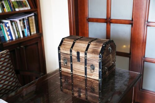Large Wooden Pirate Lockable Trunk with Lion Rings