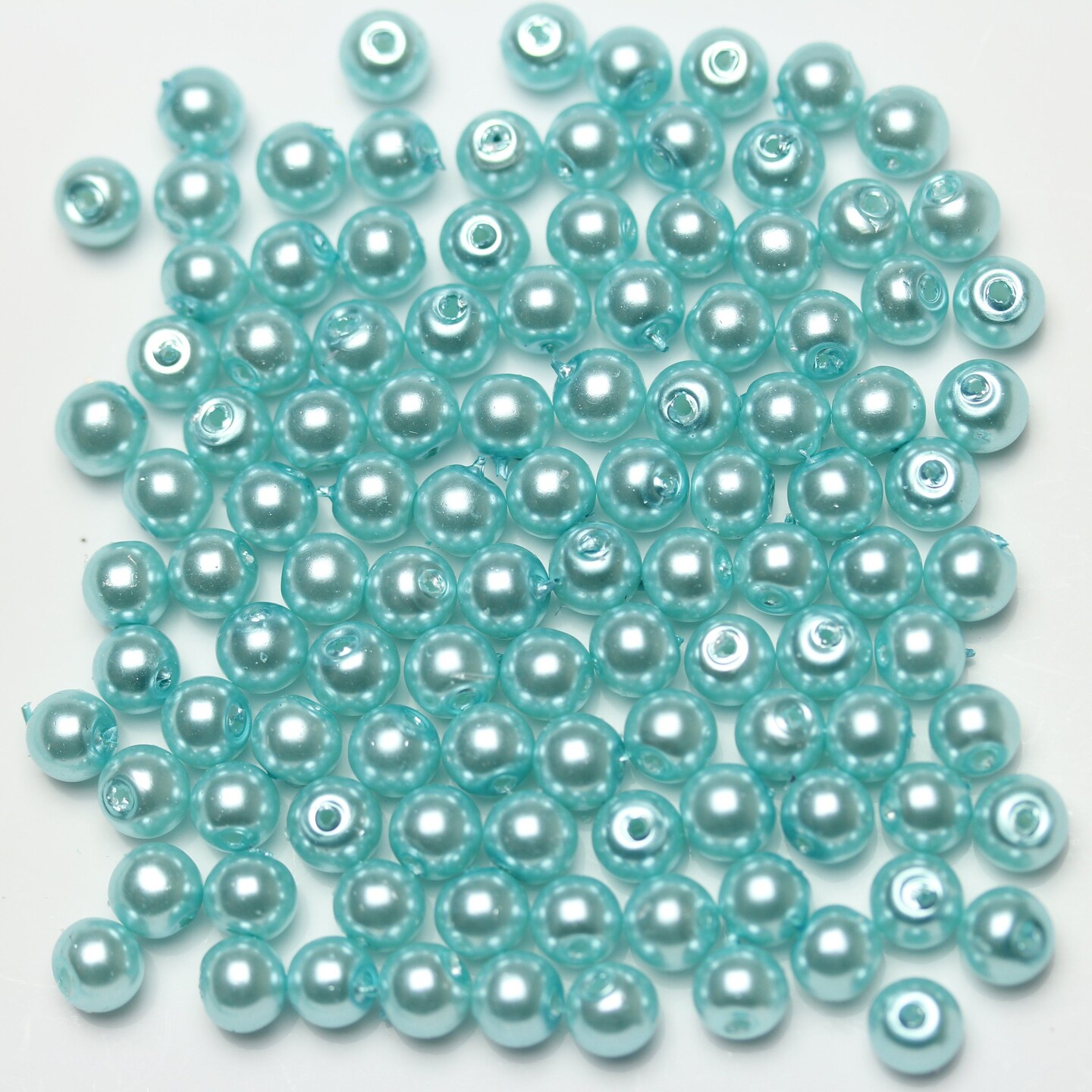 Glass Pearl 6mm Round Aqua Beads