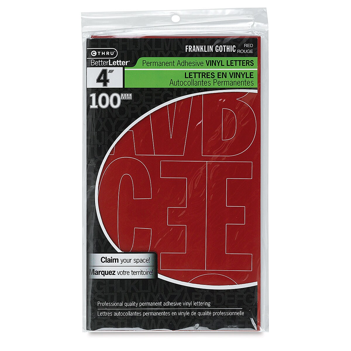 Westcott BetterLetter SelfAdhesive Vinyl Letters 4” Permanent Letters, Franklin Gothic, Red