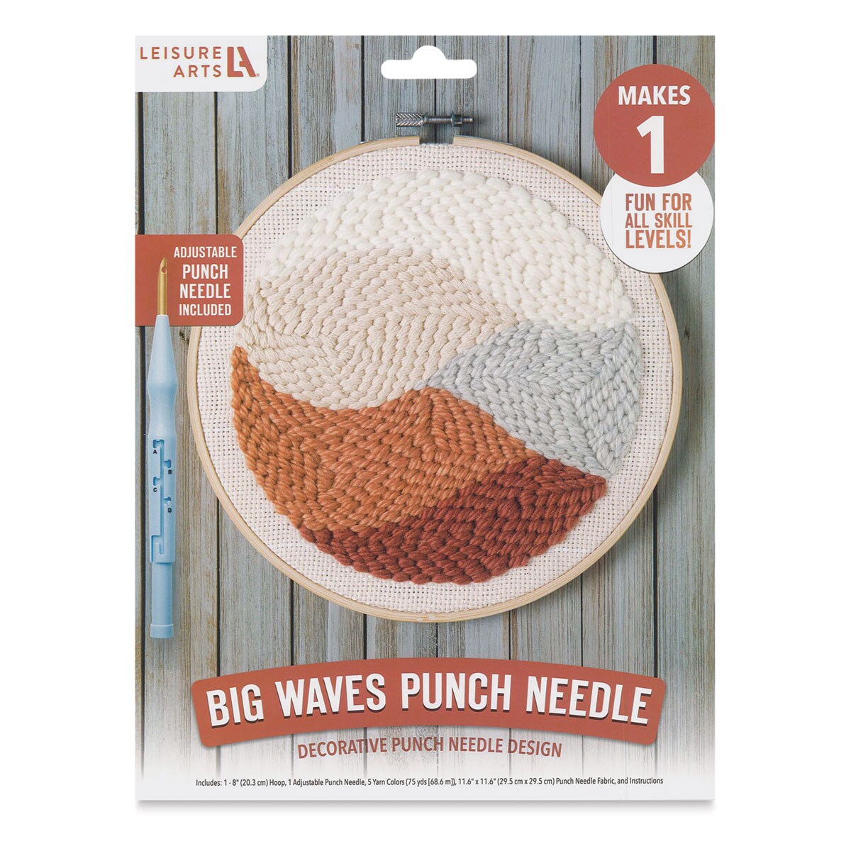 Leisure Arts Punch Needle Kit - Big Waves, 8&#x22;