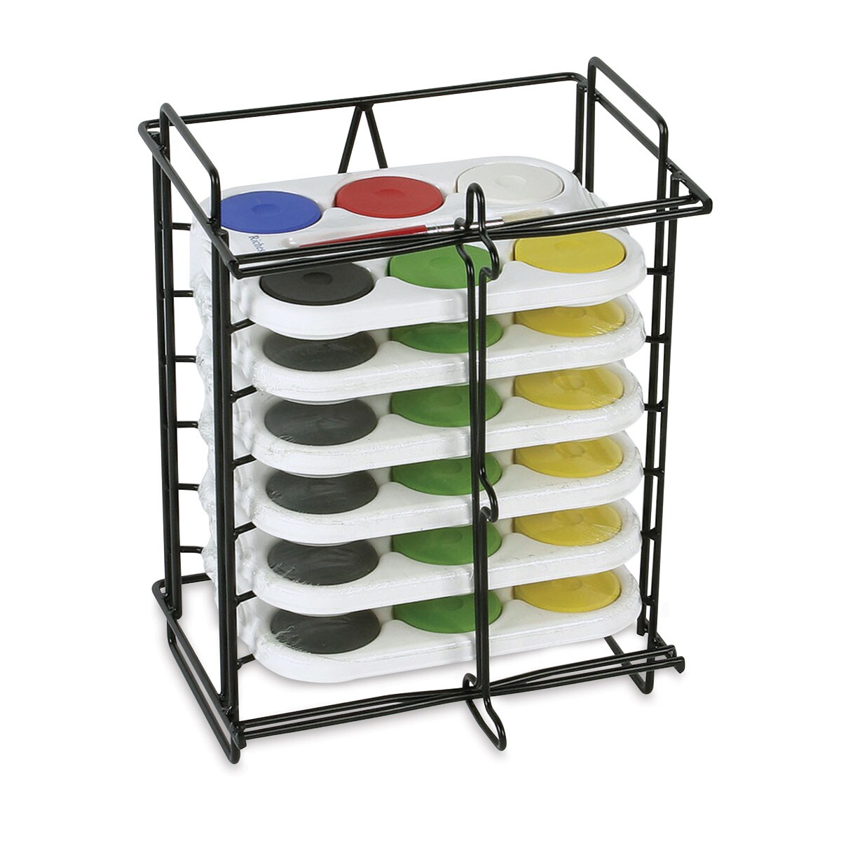 Richeson Tempera Cakes and Sets - 6 Tier Tempera Rack with 6, 6-Color Sets