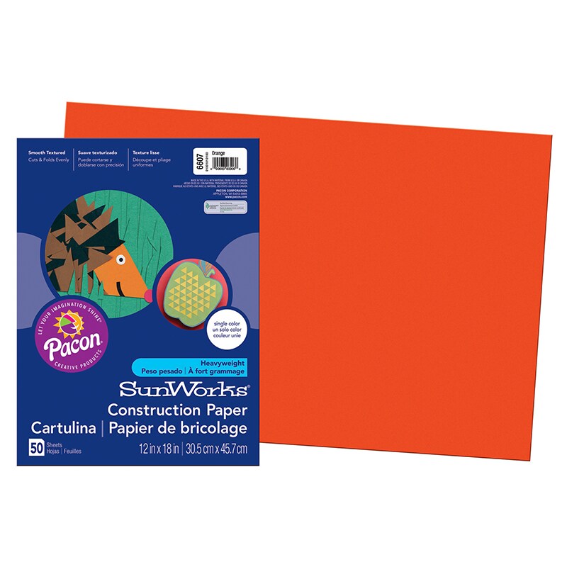 Construction Paper, Orange, 12 X 18, 50 Sheets