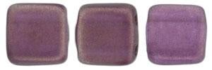 Czechmate 6mm Square Glass Czech Two Hole Tile Bead, Halo - Tyrian